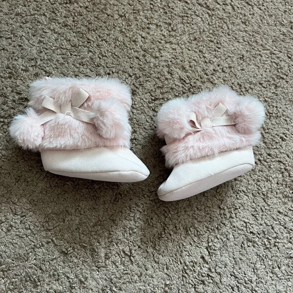 Stepping Stones Fuzzy Pink Booties